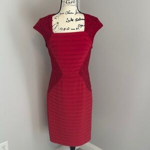 Adrianna Papell Red Lace Dress